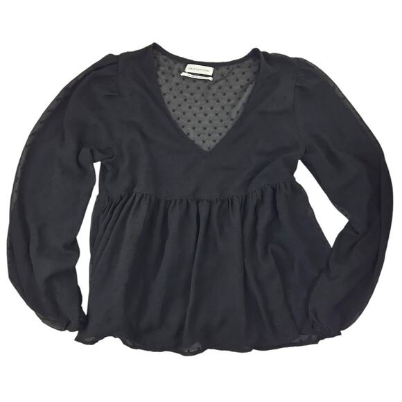 Urban Outfitters Tops - Urban Outfitters | Black, Textured, Peasant Blouse | Size Small